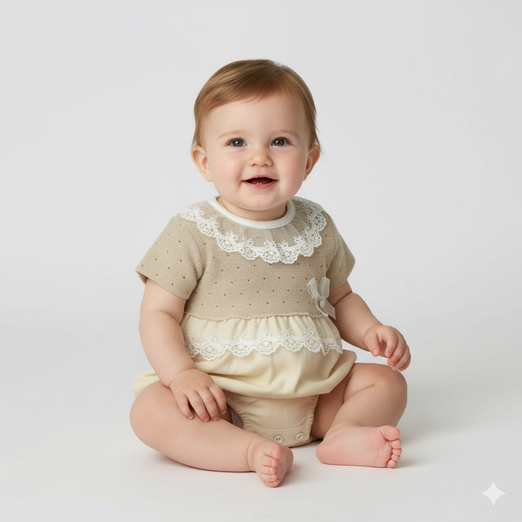 Mameluco en hilo / Tela - Volantes de encaje