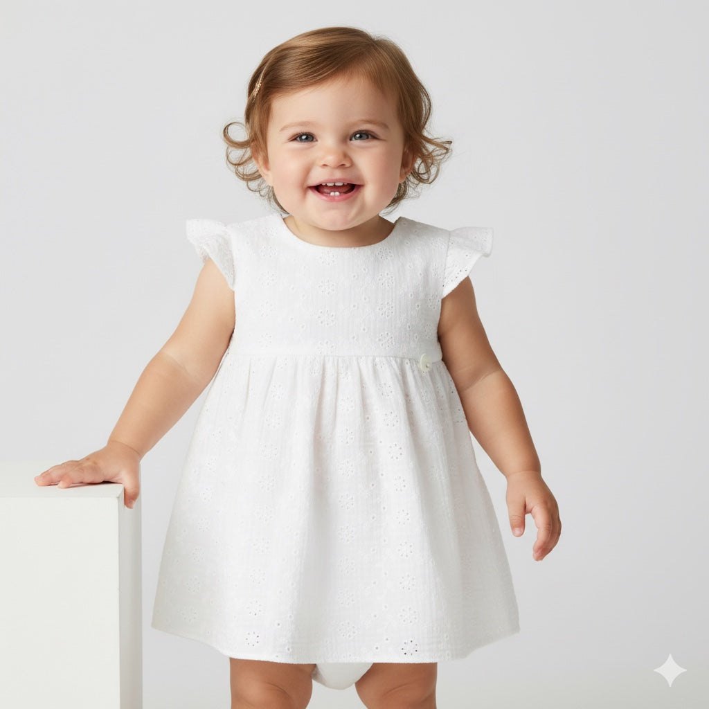 Vestido en ojalillo para bebe