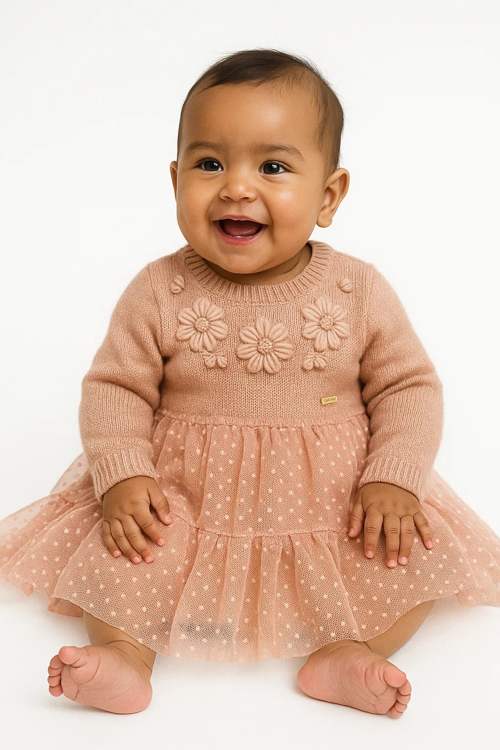 Vestido Tricot Combinado Tul